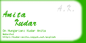 anita kudar business card